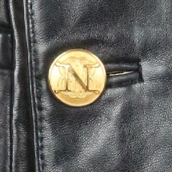 MICHAEL HOBAN NORTH BEACH LEATHER BLACK GOLD VINTAGE LEATHER JACKET SIZE 5/6 - Picture 7 of 13